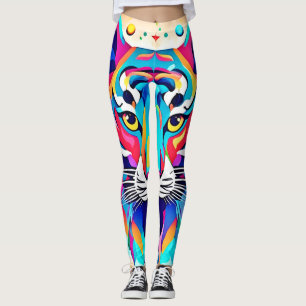 Colourful Tiger Face Art Leggings