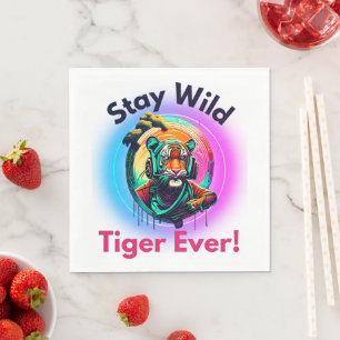 Colourful Tiger Face Napkin