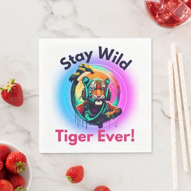 Colourful Tiger Face Napkin (Insitu)