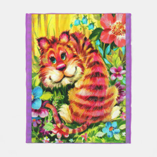 colourful tiger fleece blanket
