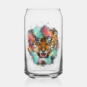 Colourful Tiger Head Can Glass