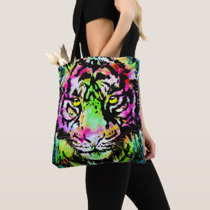 Colourful Tiger Head Portrait - Tiger Tote Bag