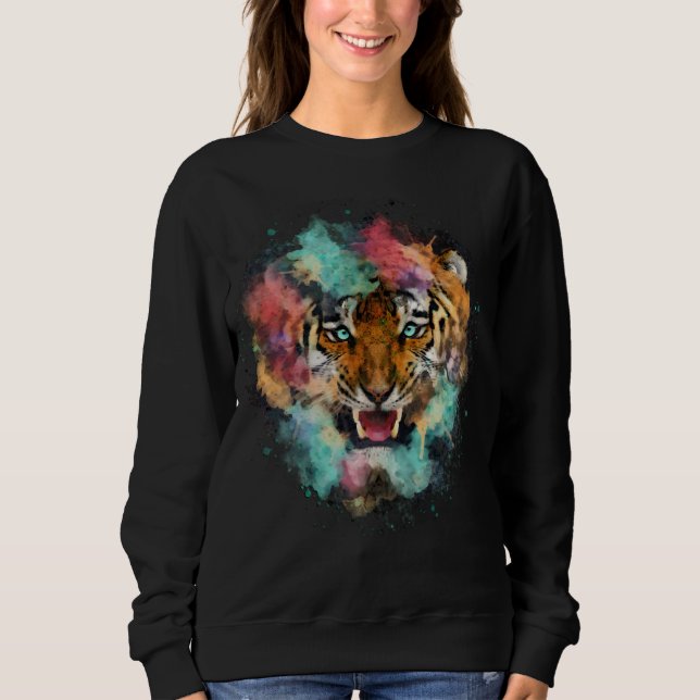Colourful Tiger Head  Sweatshirt (Front)