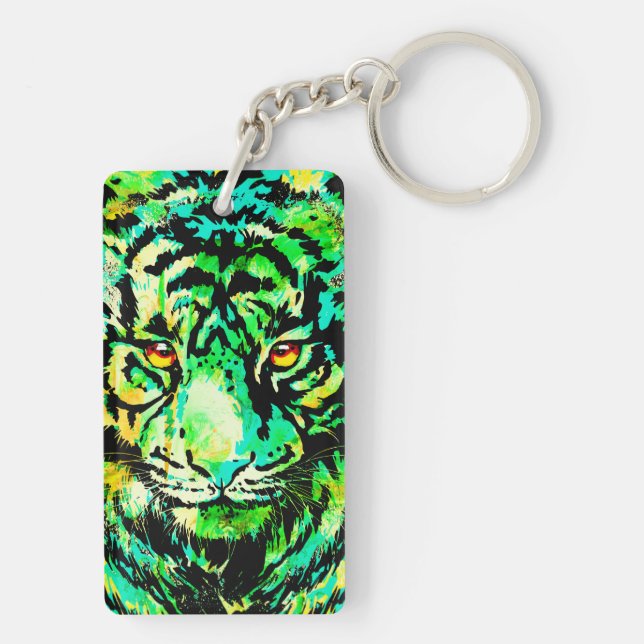Colourful Tiger Keychain - Wildlife Big Cats (Back)
