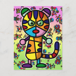 colourful tiger postcard