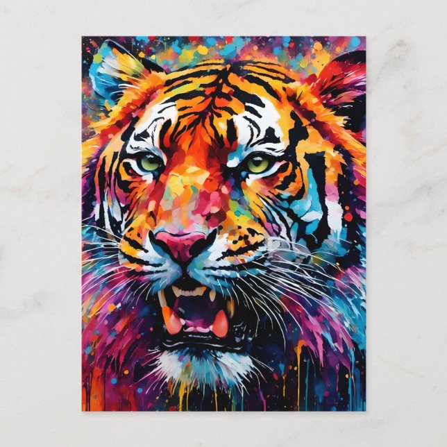 Colourful Tiger Postcard (Front)