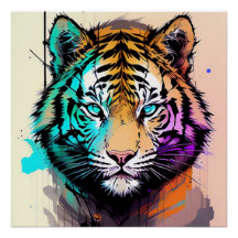 Colourful tiger poster