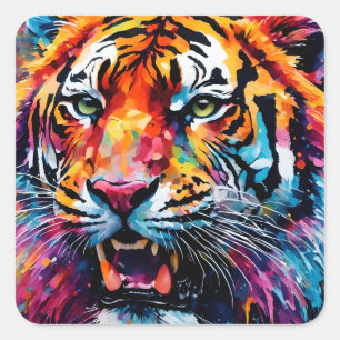 Colourful Tiger Square Sticker