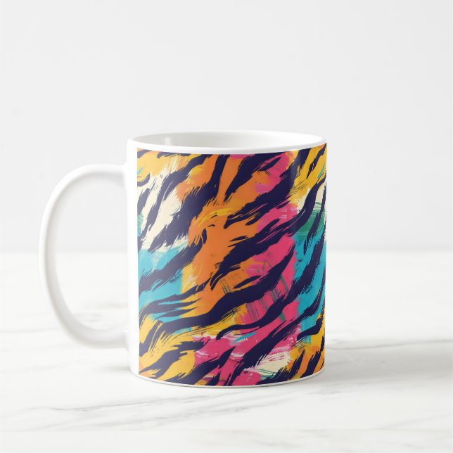 Colourful Tiger Stripes Coffee Mug (Left)