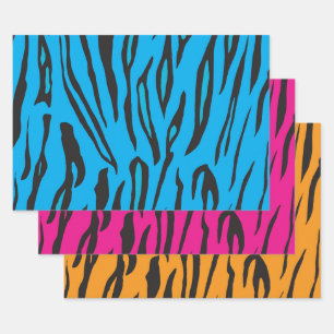 Colourful Tiger Stripes Wrapping Paper Sheet