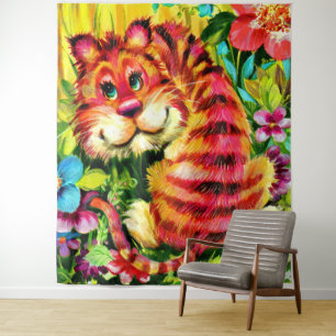 colourful tiger tapestry