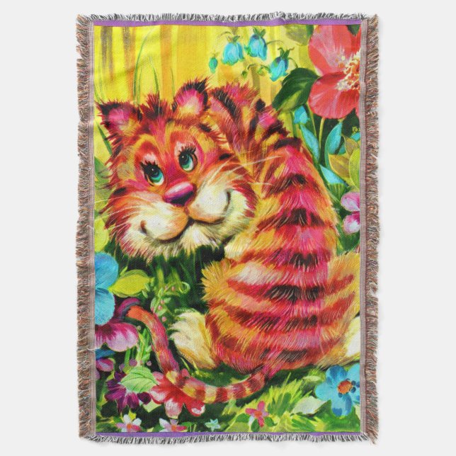 colourful tiger throw blanket (Front Vertical)