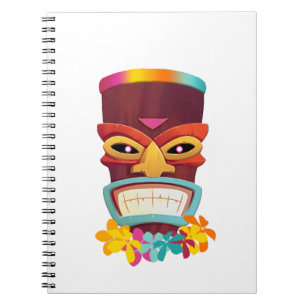 Colourful Tiki and Flowers Notebook