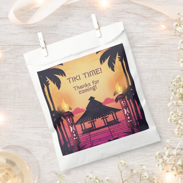 Colourful Tiki Hawaiian Birthday Party Favour Bags (Clipped)