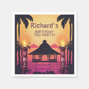 Colourful Tiki Hawaiian Birthday Party Napkin