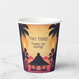 Colourful Tiki Hawaiian Birthday Party Paper Cups