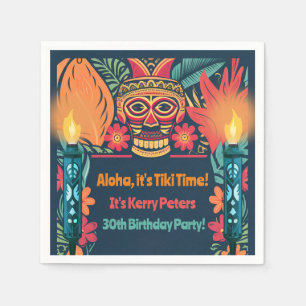 Colourful Tiki Luau Skull Backyard Birthday Party Napkin