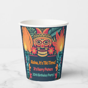 Colourful Tiki Luau Skull Backyard Birthday Party Paper Cups