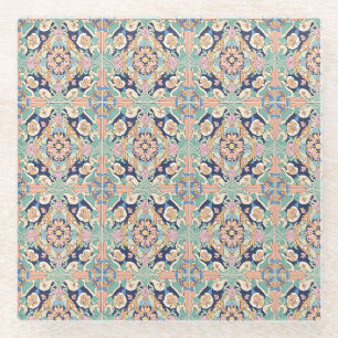 Colourful Tile Design Glass Coaster