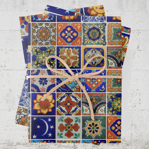 Colourful Tile Mexican Talavera Print On Demand Wrapping Paper Sheet
