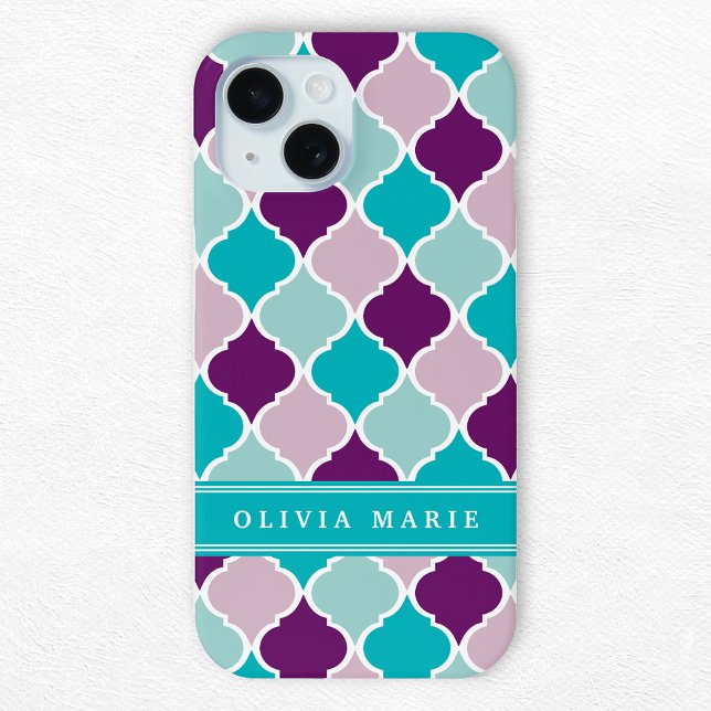 Colourful Tile Pattern with Custom Name Case-Mate iPhone Case (Creator Uploaded)