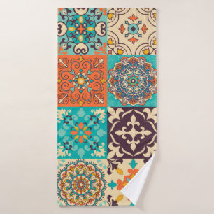 Colourful tiles Azulejos. Traditional Portuguese o Bath Towel