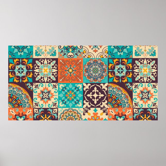 Colourful tiles Azulejos. Traditional Portuguese o Poster (Front)