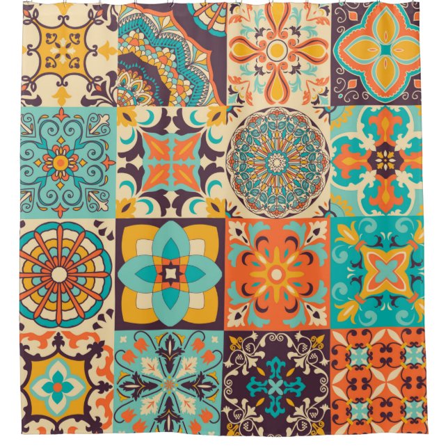 Colourful tiles Azulejos. Traditional Portuguese o Shower Curtain (Front)