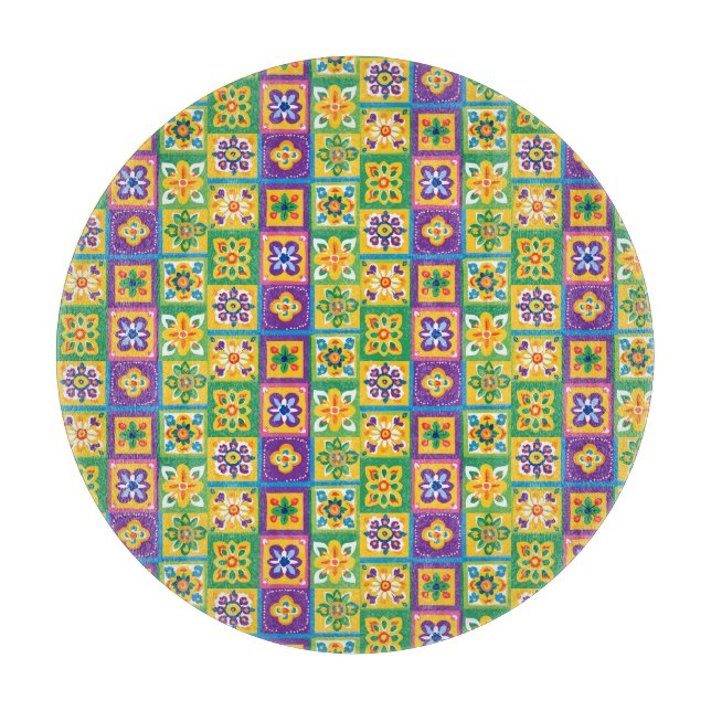 Colourful Tiles Cutting Board (Front)
