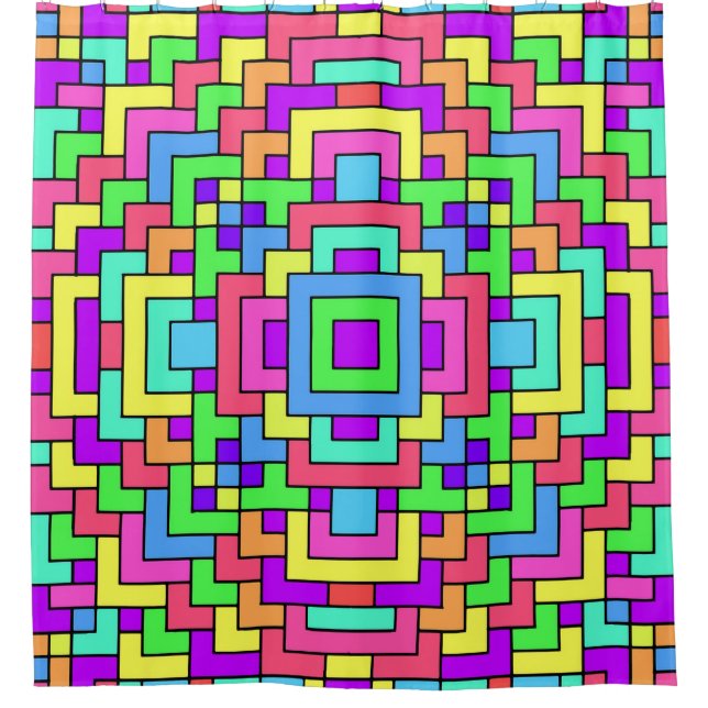 Colourful Tiles Shower Curtain (Front)