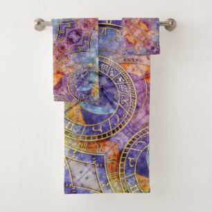 Colourful Time Astrology Abstract Bath Towel Set