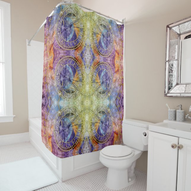 Colourful Time Astrology Abstract Shower Curtain (In Situ)