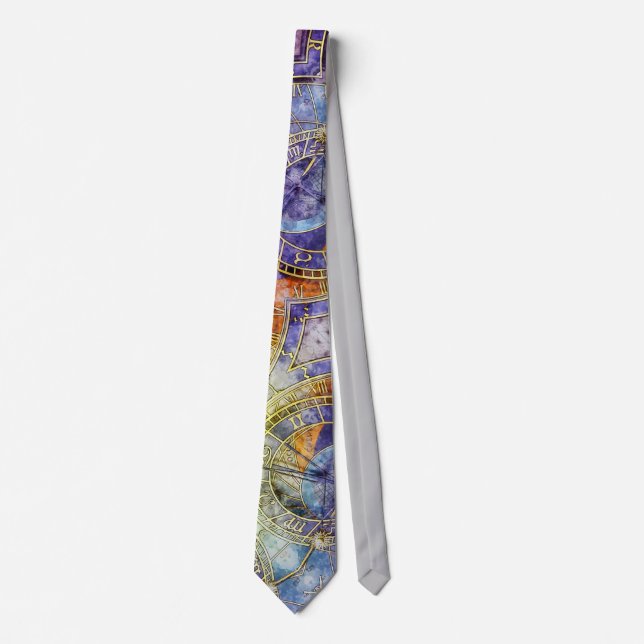 Colourful Time Astrology Abstract Tie (Front)