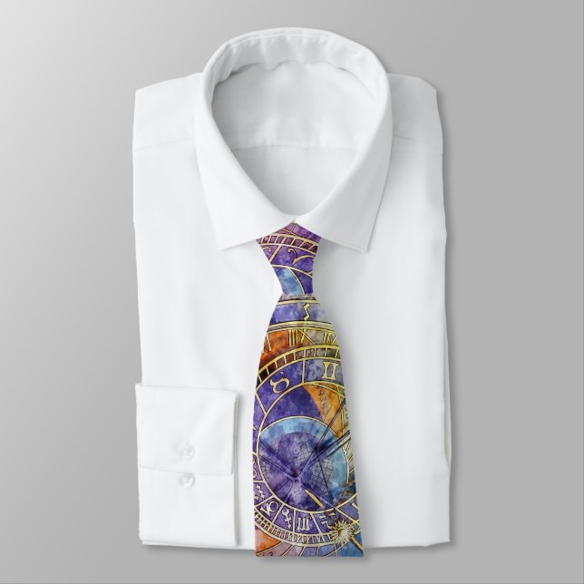 Colourful Time Astrology Abstract Tie (Tied)
