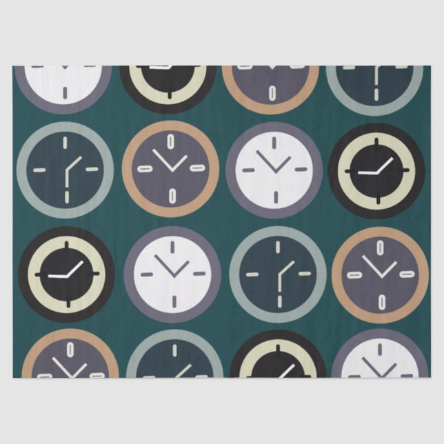 Colourful Time Clock Pattern Watchmaker Birthday Tissue Paper (Front)