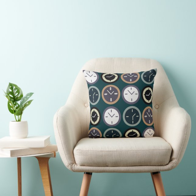 Colourful Time Clock Pattern Watchmaker Horologist Cushion (Chair)