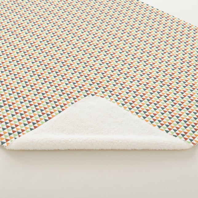 Colourful Tiny Triangles Fall Geometric Pattern Sherpa Blanket (3/4)