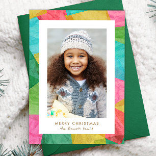 Colourful Tissue Paper Vertical Christmas Photo Holiday Card
