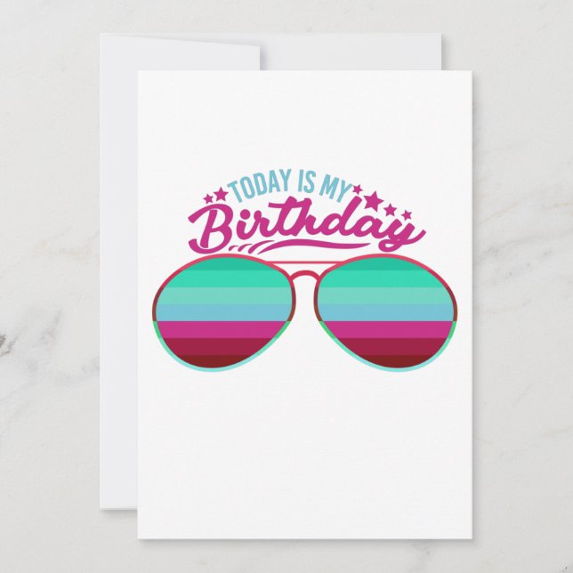 Colourful Today is my Birthday Sunglasses Save The Date (Front)