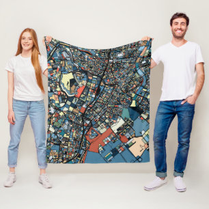 Colourful Tokyo Map Fleece Blanket