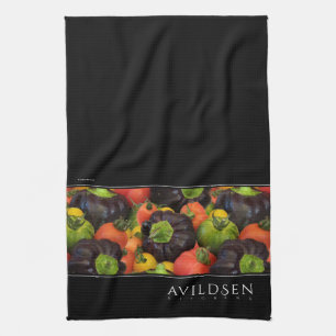 Colourful Tomato & Purple Bell Pepper Medley Tea Towel