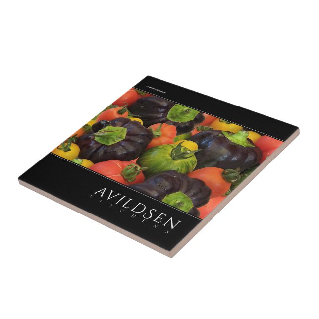 Colourful Tomato & Purple Bell Pepper Medley Tile (Side)