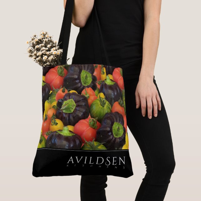 Colourful Tomato & Purple Bell Pepper Medley Tote Bag (Close Up)