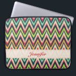 Colourful Tones Retro Chevron Pattern Monogram Laptop Sleeve<br><div class="desc">Colourful retro chevron seamless pattern with customisable and optional monogram. Available on other products.</div>