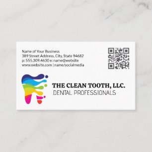 Colourful Tooth Logo   Dental Professional Business Card