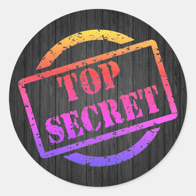 Colourful Top Secret Stamp Classic Round Sticker (Front)