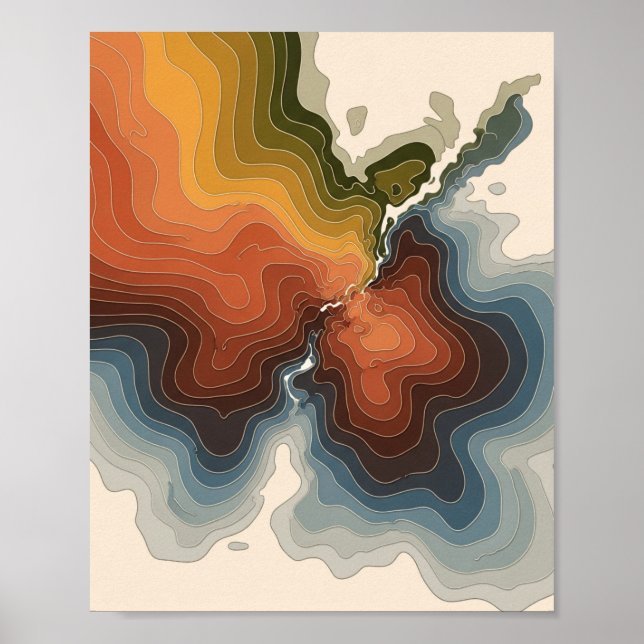 Colourful Topographic Map Print (Front)