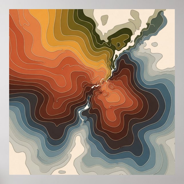 Colourful Topographic Map Print (Front)