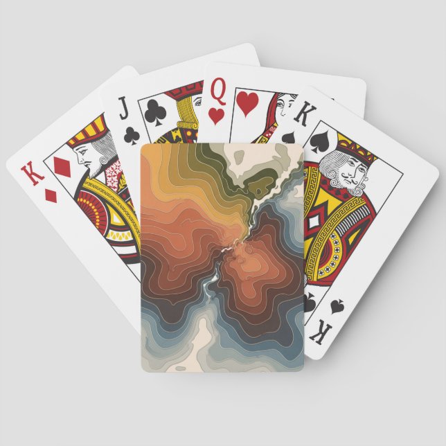 Colourful Topographic Map Print Playing Cards (Back)