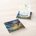 Colourful Tornado Stained Glass Art Glass Coaster<br><div class="desc">This colourful artwork features a tornado,  lightning,  and prairie grasses done in the style of stained glass.</div>